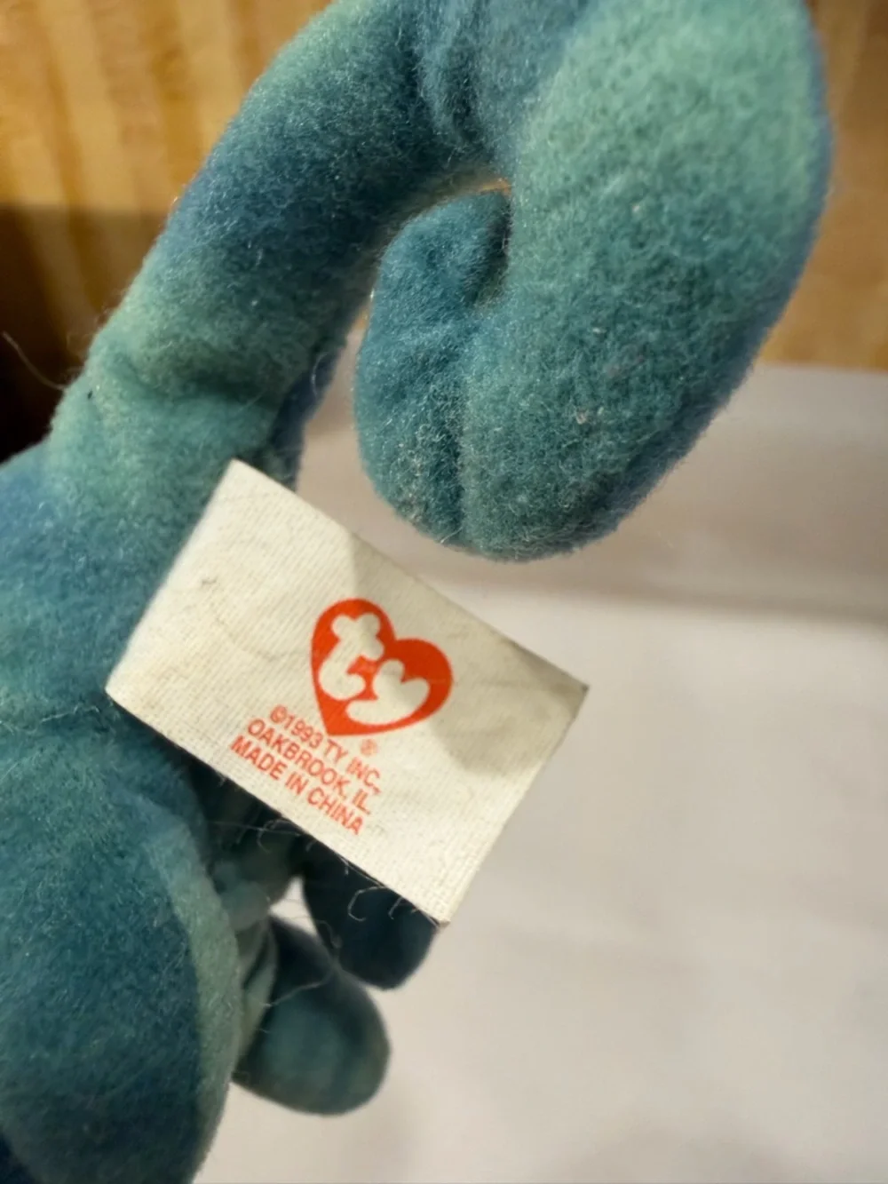 Rare vintage Ty Plush Chameleon Toy - Teal and Green